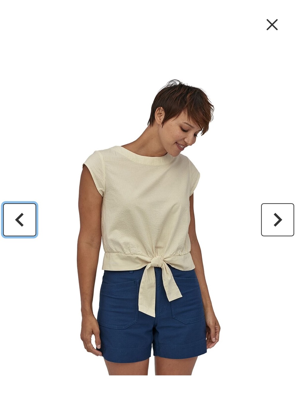 PATAGONIA organic cotton seersucker top Size L